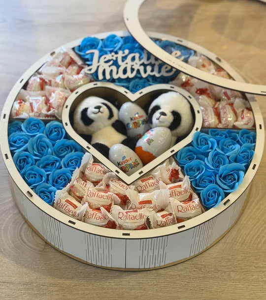 Coffret ChocoBox Panda Amoureux - Bleu Prestige