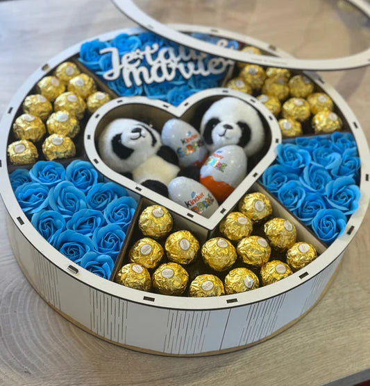 Coffret ChocoBox Panda Amoureux - Bleu Prestige
