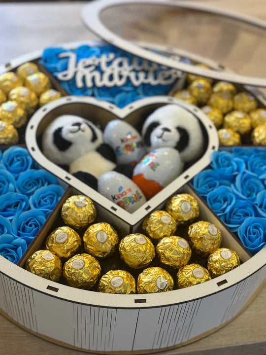 Coffret ChocoBox Panda Amoureux - Bleu Prestige